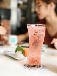 Close-up of beer on table