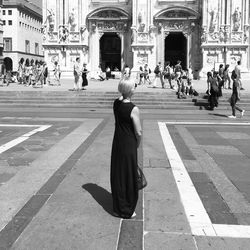 People walking in a temple