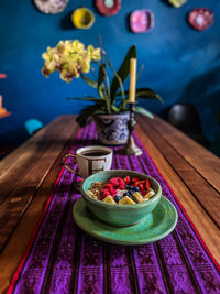 High angle view of food on table