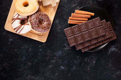 High angle view of food on table