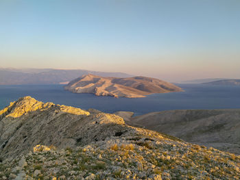 Scenic view of mountains against clear sky