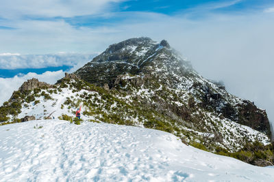 Scenic view of snowcapped mountain against sky