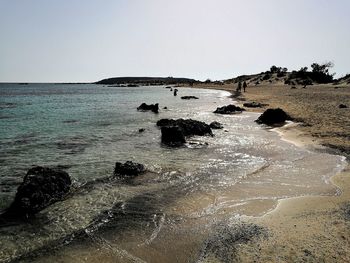 Scenic view of sea against clear sky