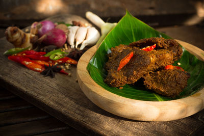 Close-up of food on table