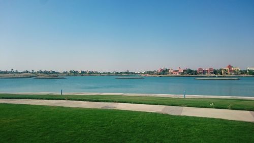 Scenic view of landscape against clear sky