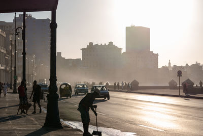 People on street in city