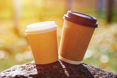 Close-up of coffee cup on table