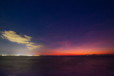 Scenic view of sea against sky at night