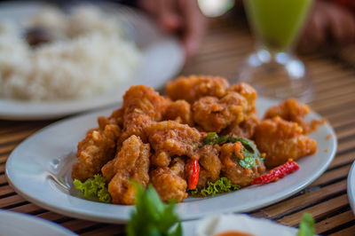 Close-up of appetizer served on table