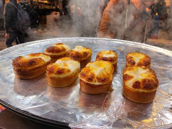 Close-up of food on barbecue grill