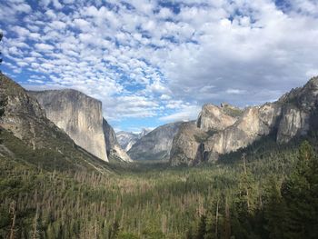 Panoramic view of landscape and mountains against sky