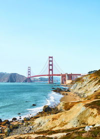 Suspension bridge over sea