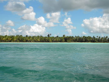 Scenic view of sea against cloudy sky