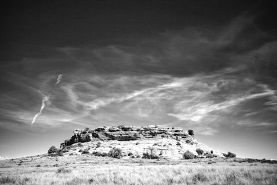 Rock formations on landscape against sky