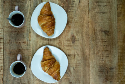 Directly above shot of breakfast served on table