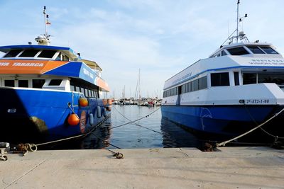 View of ship moored at harbor