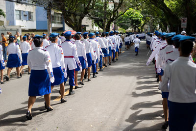 Students from the army military school are seen during a tribute to brazilian independence day 