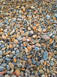 Full frame shot of pebbles on beach