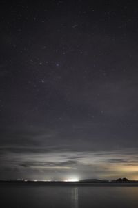 Scenic view of sea against sky at night