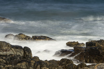 Scenic view of long exposure seaside 