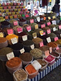 Various vegetables for sale at market stall