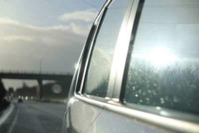 Reflection of sky on glass window