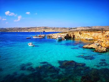 Beautiful blue lagoon in comino, malta