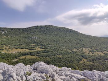Scenic view of mountains against sky