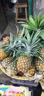 High angle view of fruits for sale in market