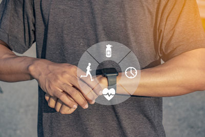 Close-up of man holding hands