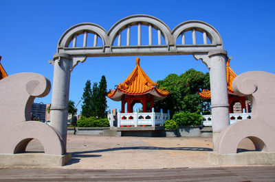 Exterior of building against clear blue sky