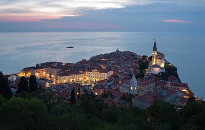 Piran cityscape in the evening
