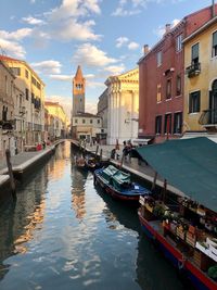 Canal passing through city buildings