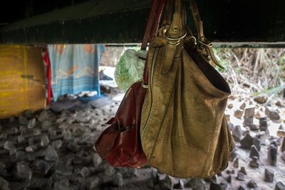 Close-up of clothes drying