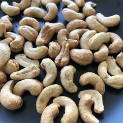 High angle view of coffee beans on table