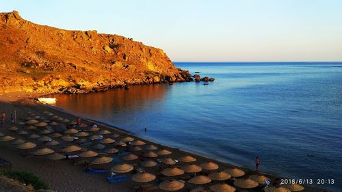 Scenic view of sea against clear sky