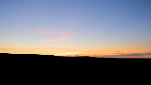 Silhouette landscape against sky during sunset