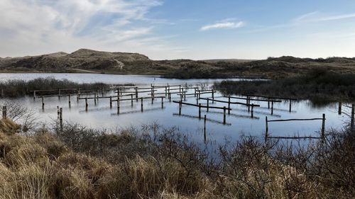 Scenic view of lake against sky