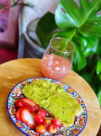 Close-up of drink served on table