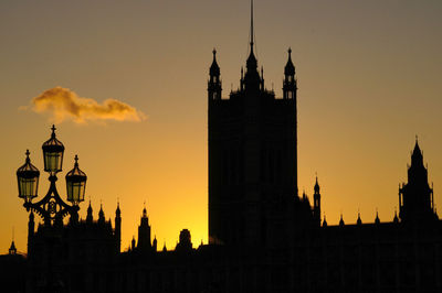Silhouette of westminster palace, london,uk.