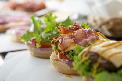 Close-up of sandwich on table