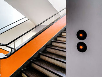 Low angle view of spiral staircase of building