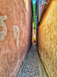 Corridor along built structures