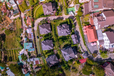 High angle view of buildings in city