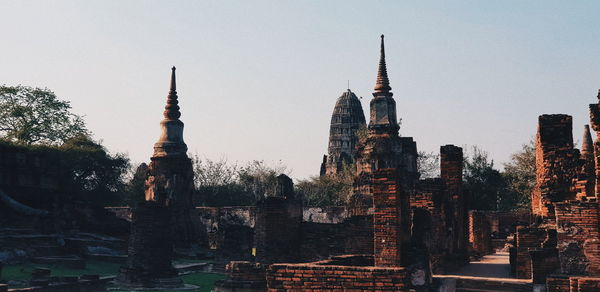 Panoramic view of temple building against clear sky