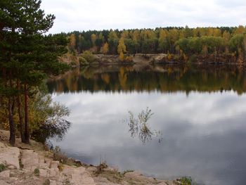 Scenic view of lake against sky