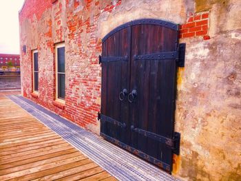 Closed door of house