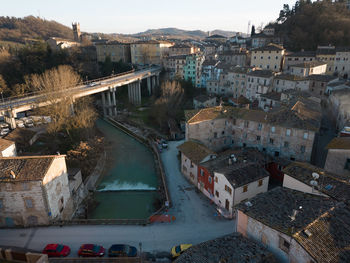 Aerial view of the medieval village of pergola