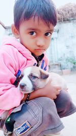 Cute baby girl with dog