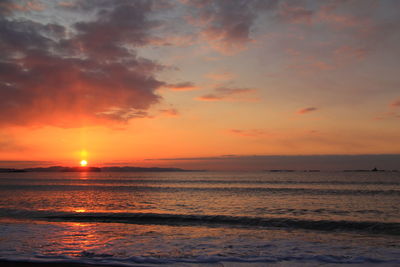 Scenic view of sea at sunset